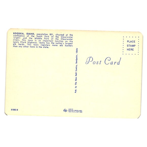 Vintage Postcard Kooskia Idaho Scenic View Lewis Clark Highway Unused - Picture 2 of 2